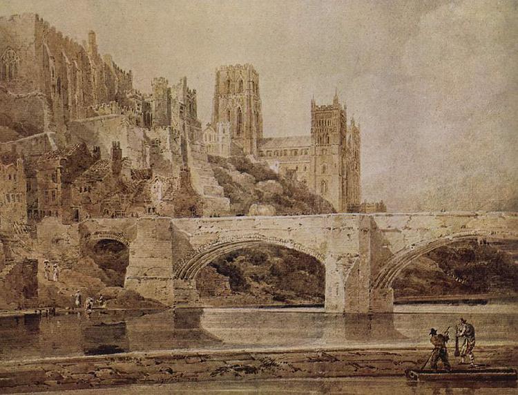 Thomas Girtin Die Kathedrale von Durham und die Brucke, vom Flub Wear aus gesehen Norge oil painting art